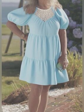 LillyPulitzer Chalet puffed sleeve 100% Linen dress wmns sz10